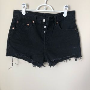 Levis button fly high rise frayed shorts